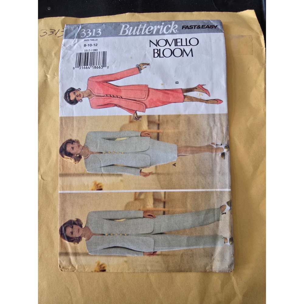 Vintage 1994 Butterick 3313 Noviello Bloom Jacket Skirt Pants Pattern Size 8-12